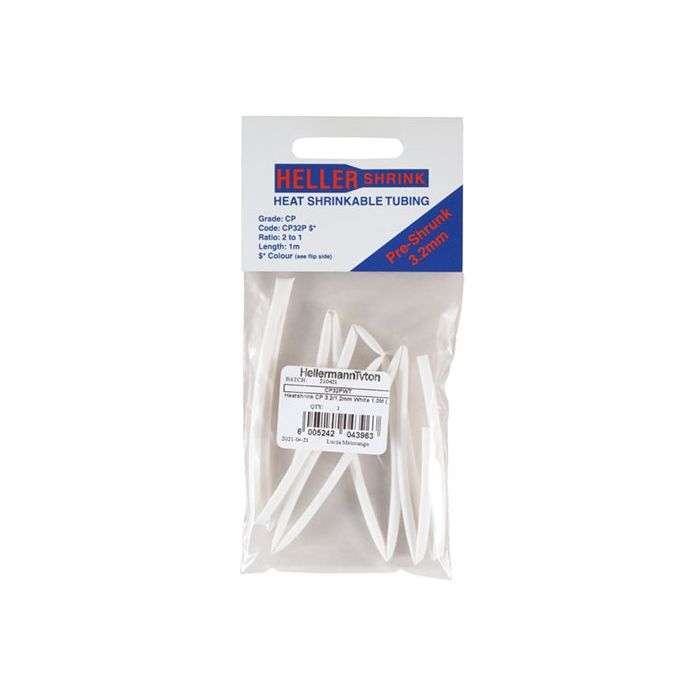 HellermannTyton White Heat Shrink 3.2mm x 1m