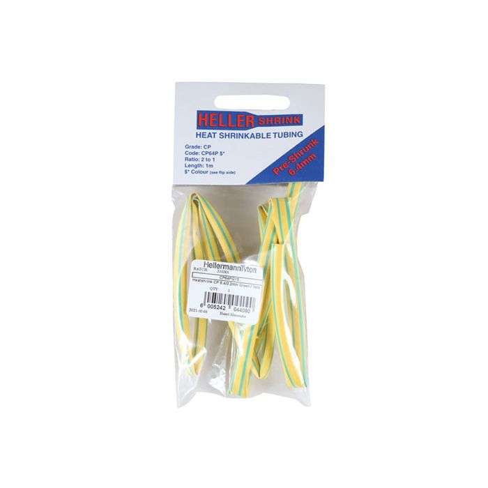 HellermannTyton Green & Yellow Heat Shrink 6.4mm x 1m