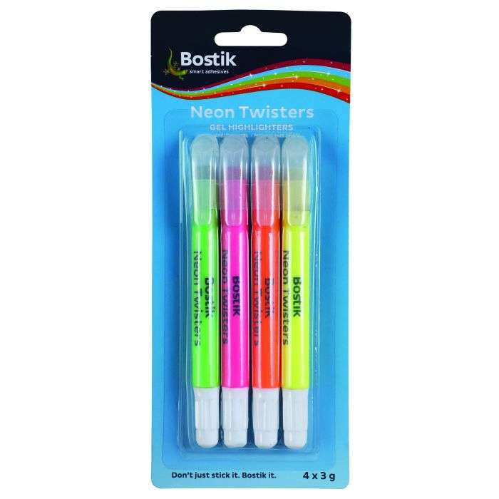Bostik Neon Twisters Highlighters 4 Pack
