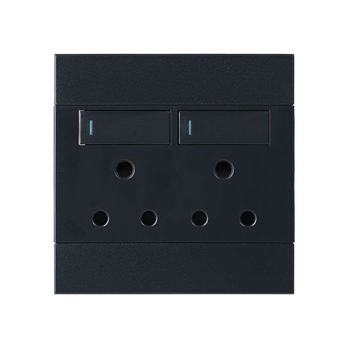 Veti 2 Charcoal Double RSA Wall Socket 4x4