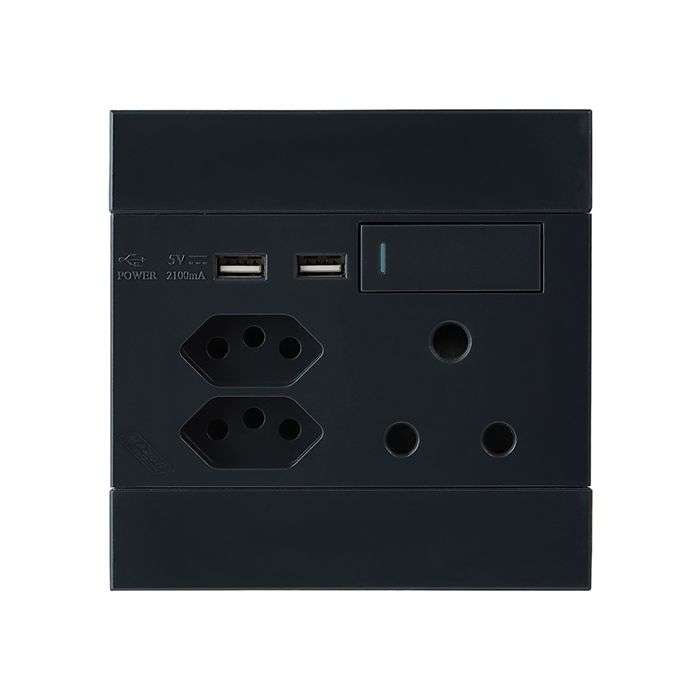 Veti 2 Charcoal 2 New RSA, 1 RSA & 2 USB Wall Socket 4x4