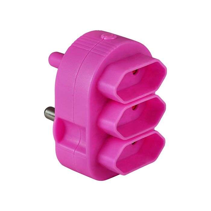 Electricmate Pink 3-Way Multiplug Adaptor