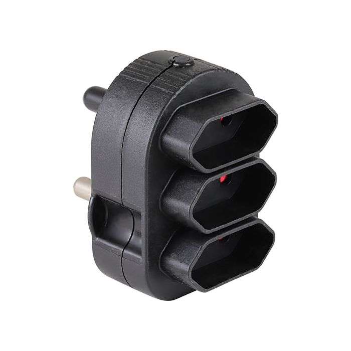 Electricmate Black 3-Way Multiplug Adaptor