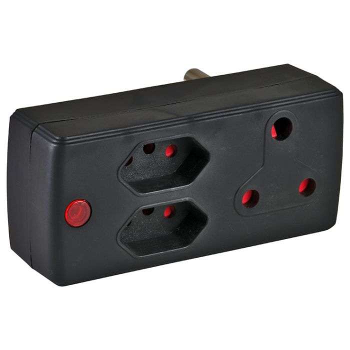 Electricmate Black 3-Way Multiplug Adaptor