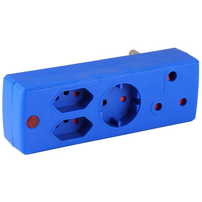 Electricmate Blue 4-Way Multiplug Adaptor