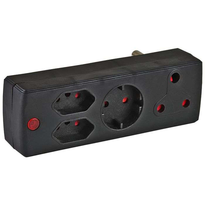 Electricmate Black 4-Way Multiplug Adaptor