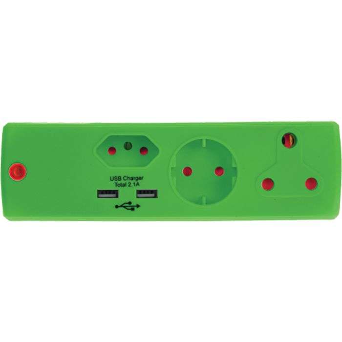 Electricmate Green 3-Way Multiplug Adaptor