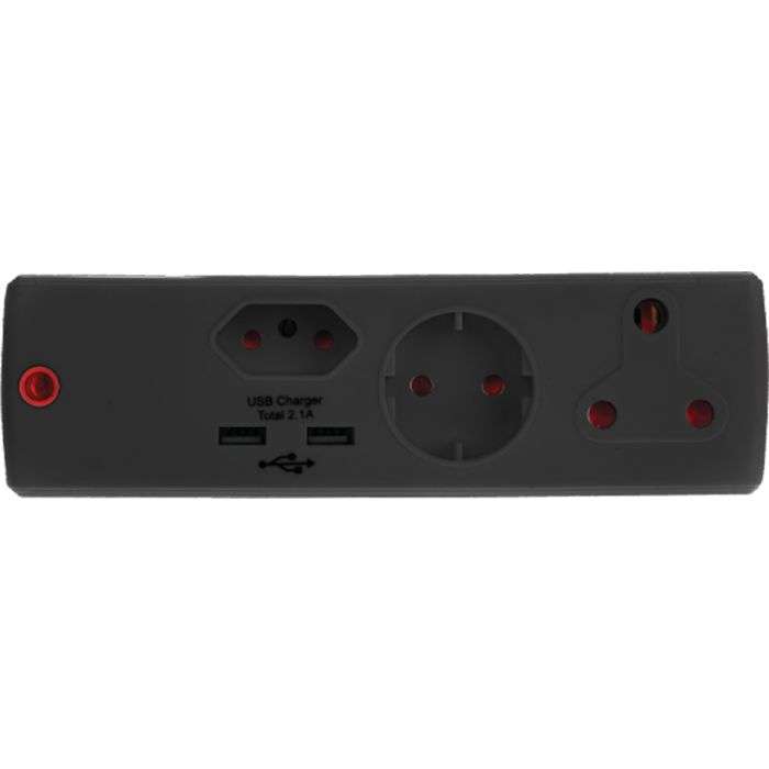 Electricmate Black 3-Way Multiplug Adaptor