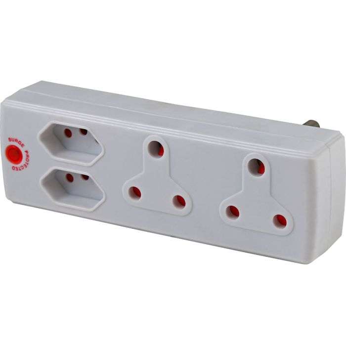 Electricmate White 4-Way Multiplug Adaptor With Surge Protector