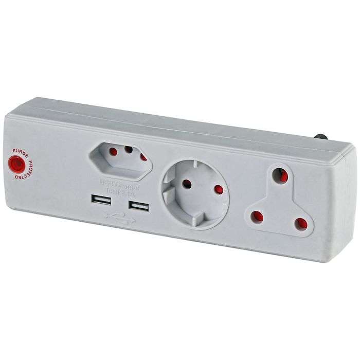 Electricmate White 4-Way Multiplug Adaptor With Surge Protector