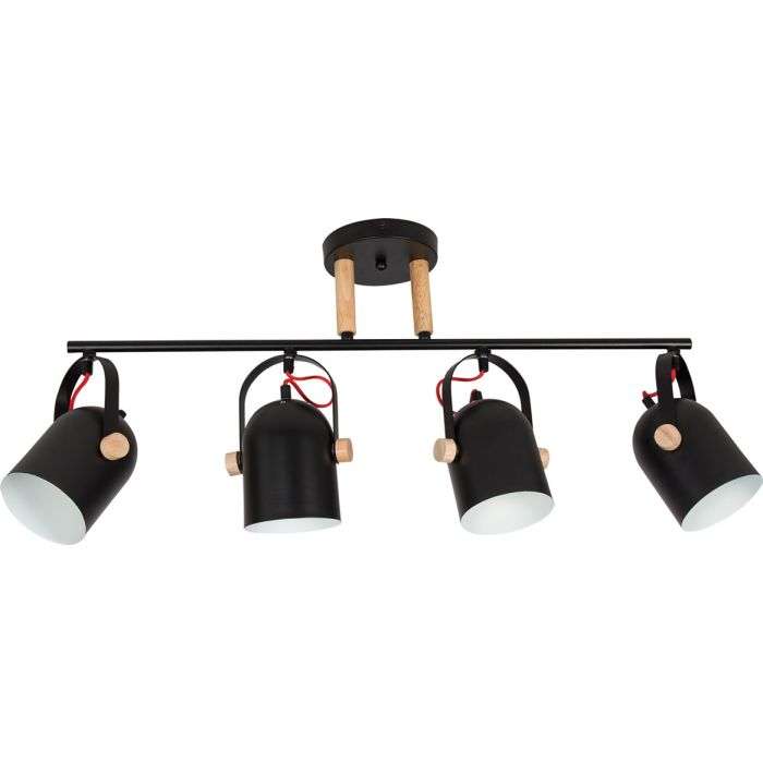 Bright Star Black Iron & Wood 4-Light Spotlight