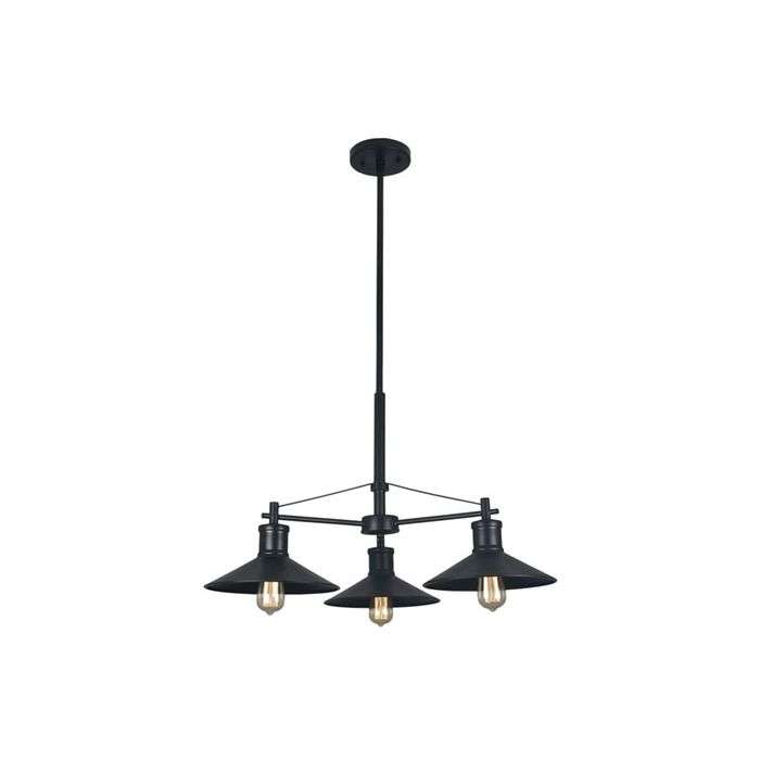 Bright Star Black Metal 3-Light Chandelier