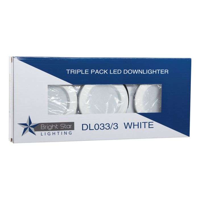 Bright Star White 5W Cool White LED Downlights - 3 Pack
