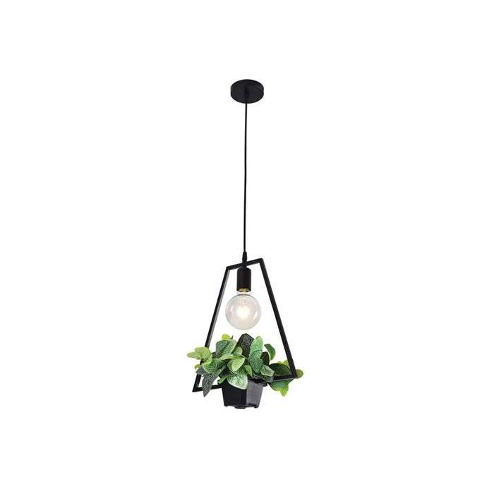 Bright Star Black Metal Plant Holder Pendant Light
