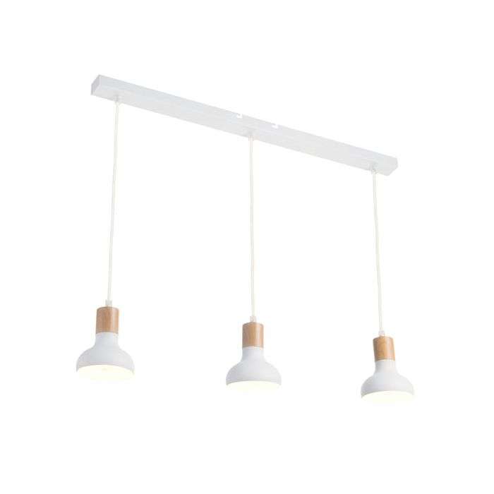 Bright Star White & Wood Finish 3-Light Pendant Light