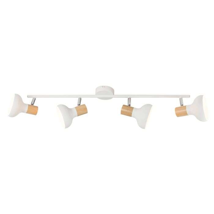 Bright Star White & Wood Finish 4-Light Spotlight