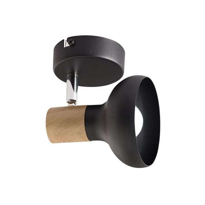 Bright Star Black & Wood Finish 1-Light Spotlight