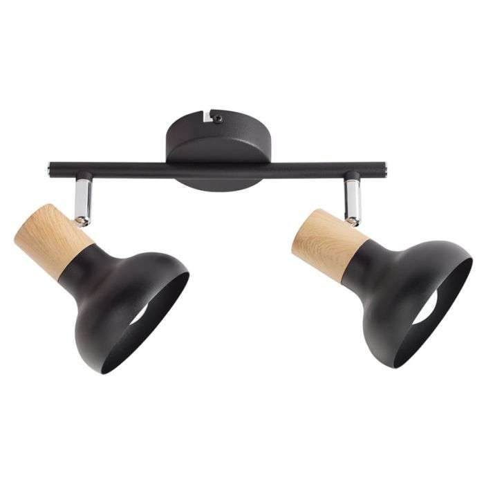 Bright Star Black & Wood Finish 2-Light Spotlight