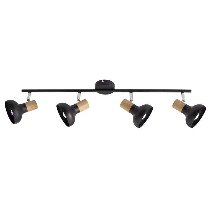 Bright Star Black & Wood Finish 4-Light Spotlight