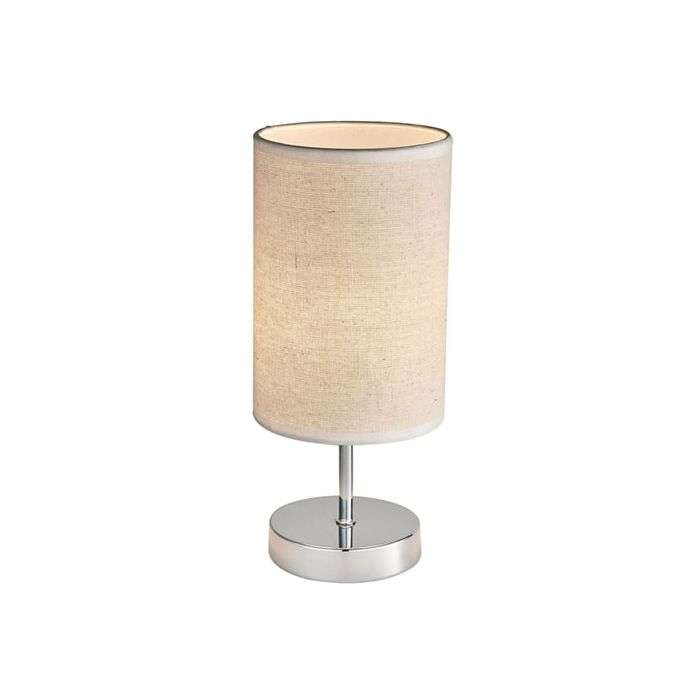 Bright Star Chrome Table Lamp With Hessian Shade
