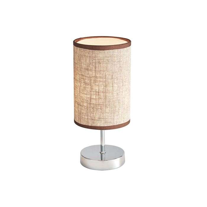 Bright Star Shade Chrome Table Lamp With Light Brown