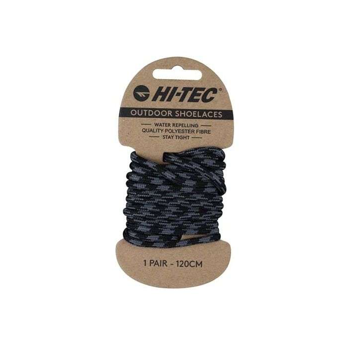 Hi-Tec Black & Grey Outdoor Shoelaces 1200mm
