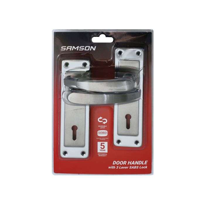 Samson Chrome & Satin Nickel Keyhole 6" Luca Lever Handle On Backplate 3 Lever Lockset
