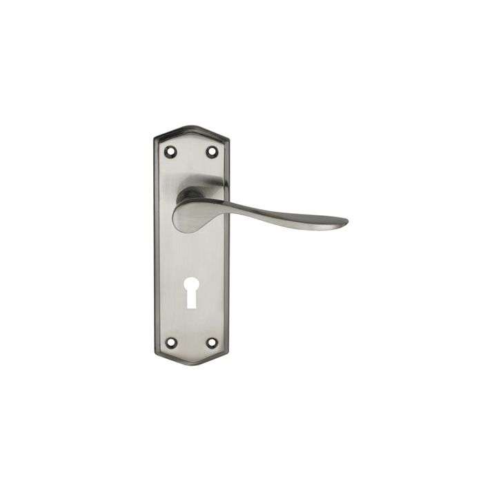 Samson Black & Satin Nickel Keyhole 6" Rimini Lever Handle On Backplate 3 Lever Lockset