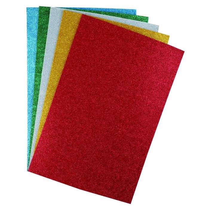 Dala 5 Piece Glitter Self Adhesive Foam Paper Sheets A4