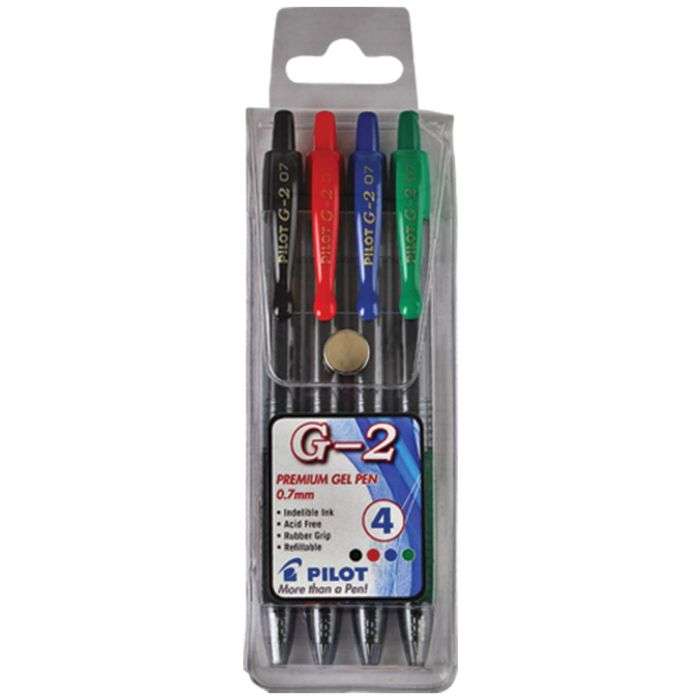 Pilot 4 Piece G2 Basic Pens 0.7mm