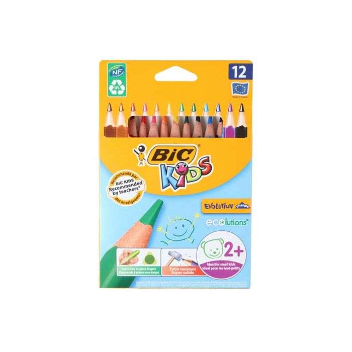 Bic Kids Evolution Triangle Colour Pencils - 12 Pack