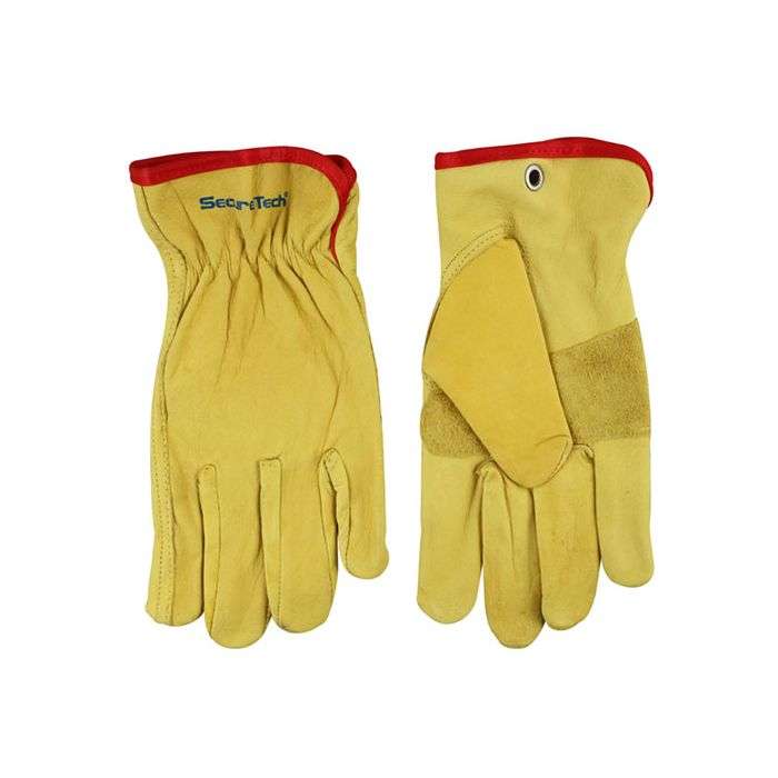SecureTech Red Cuff Leather Gloves Size 8