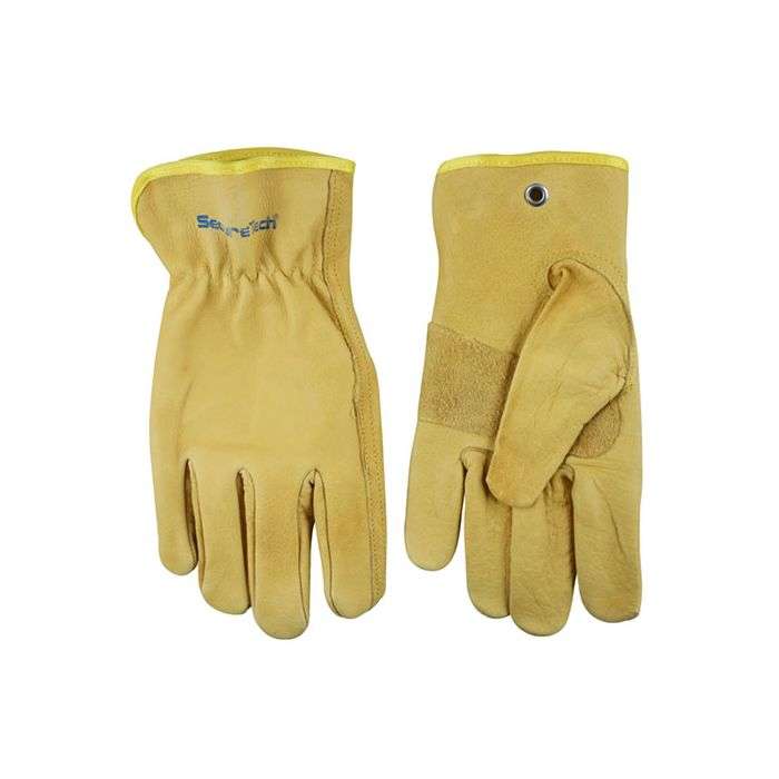 SecureTech Yellow Cuff Leather Gloves Size 10