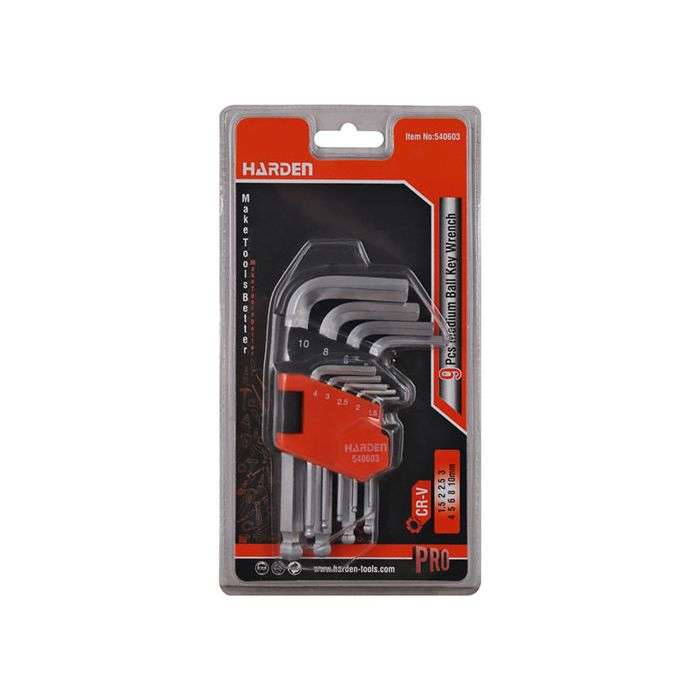 Harden 9 Piece Medium Ball Key Wrench