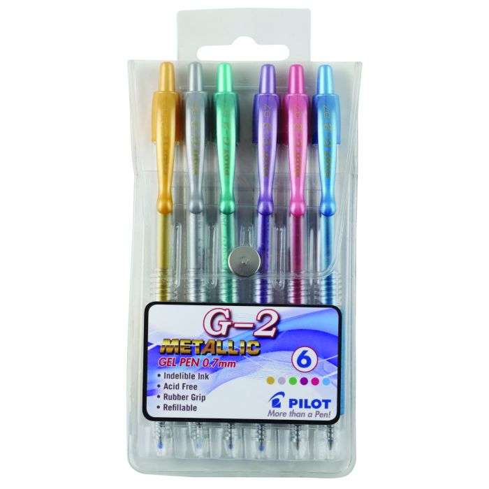 Pilot Metallic G2 Pen Wallet 0.7mm - 6 Pack