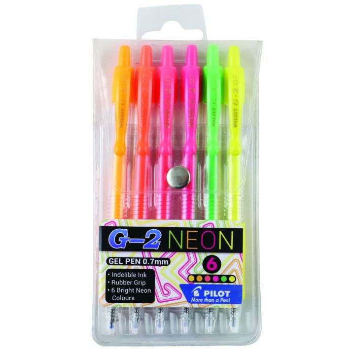 Pilot Neon G2 Pen Wallet 0.7mm - 6 Pack