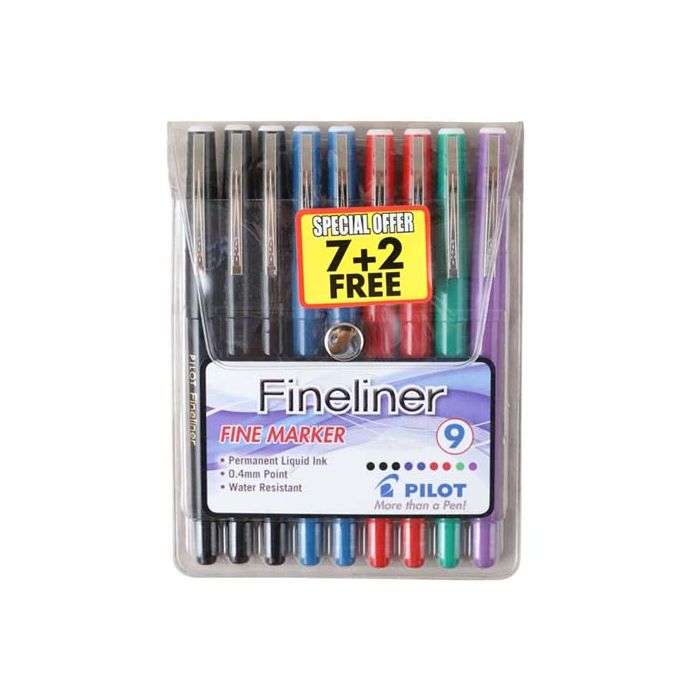 Pilot Fineliner Pen Wallet - 9 Pack