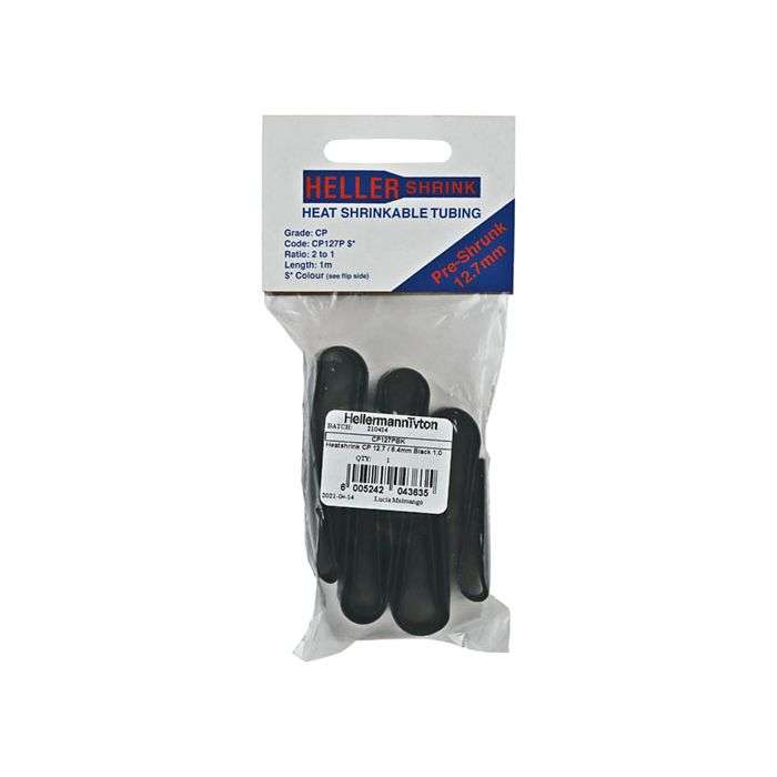 HellermannTyton Black Heat Shrink 12.7mm x 1m