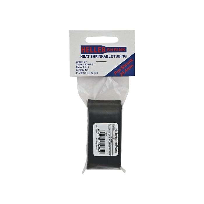 HellermannTyton Black Heat Shrink 25.4mm x 1m