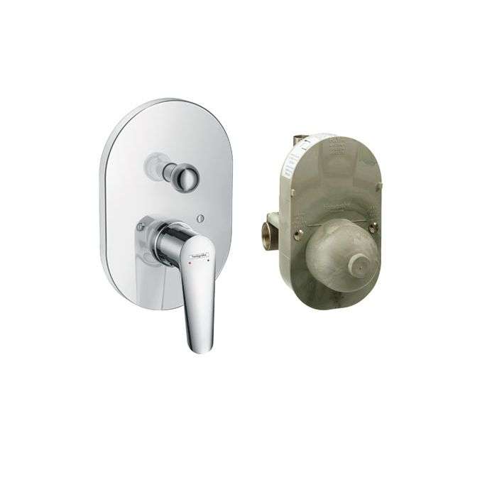 Hansgrohe Logis E Chrome Concealed Single Lever Bath Mixer Set