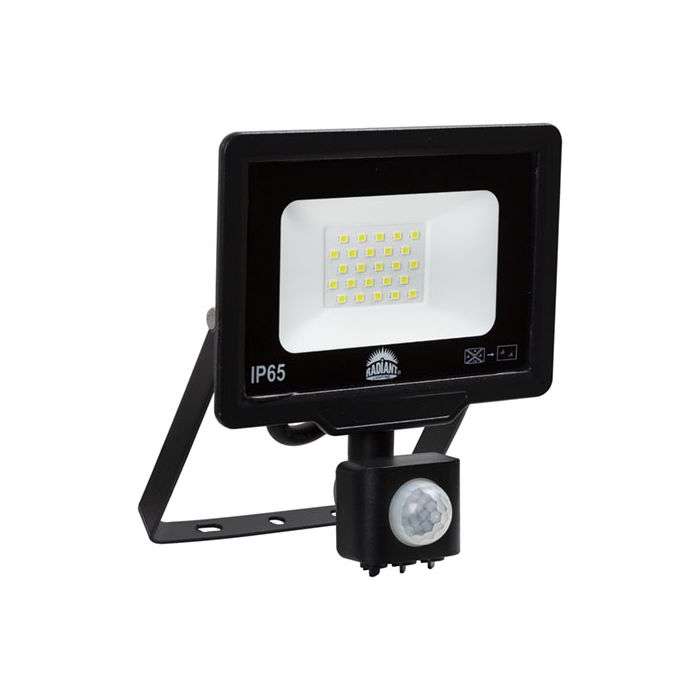 Radiant Black LED Floodlight with Motion Sensor 20W