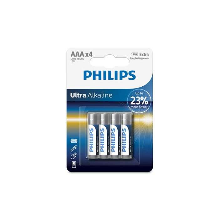 Philips Ultra Alkaline AAA Batteries - 4 Pack