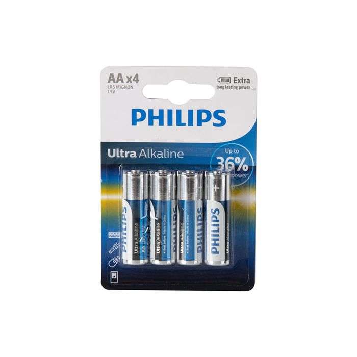 Philips Ultra Alkaline AA Batteries - 4 Pack