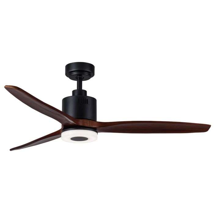Bright Star Black & Wood 18W 3 Blade LED Ceiling Fan 1320mm