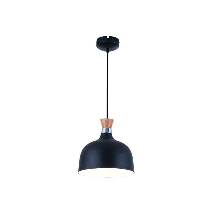 Bright Star Black & Wooden Pendant Light