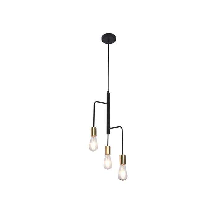 Bright Star Black Metal 3-Light Pendant Light