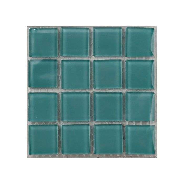 Mosaic Warehouse Teal Green Clear Glass Mosaic Tiles 100 x 100mm