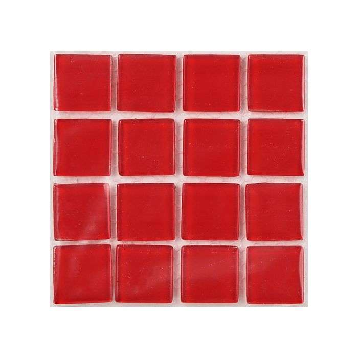 Mosaic Warehouse Cherry Red Clear Glass Mosaic Tiles 100 x 100mm