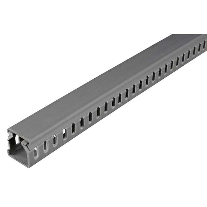 Grey Slotted Narrow Trunking 25 x 25mm x 2m