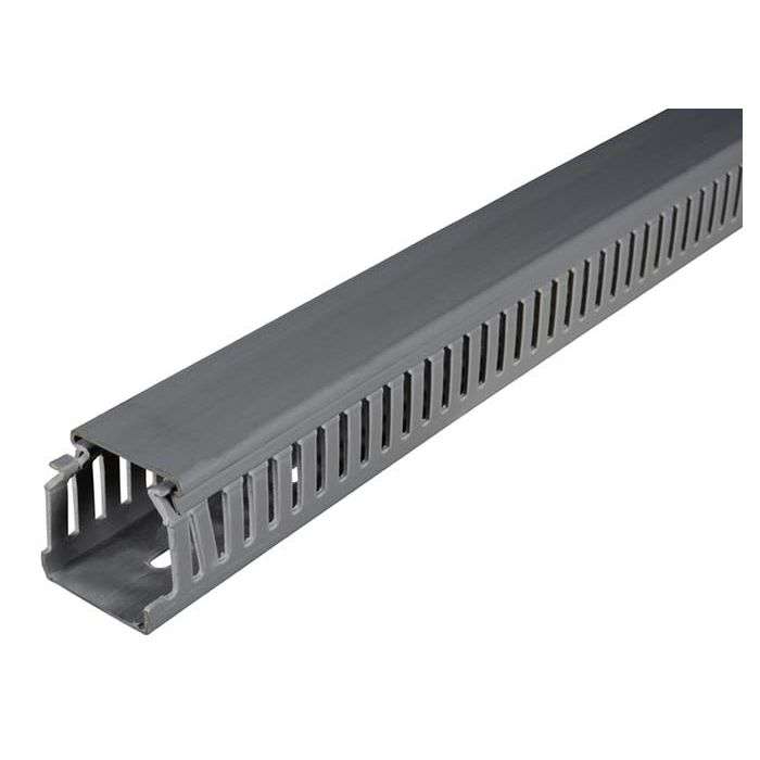 Grey Slotted Narrow Trunking 40 x 40mm x 2m